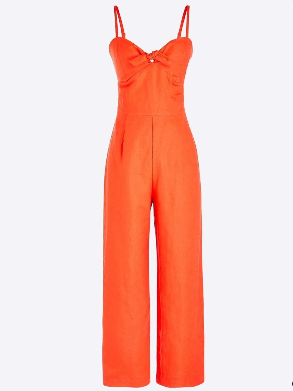 Tie-front jumpsuit in linen-cotton